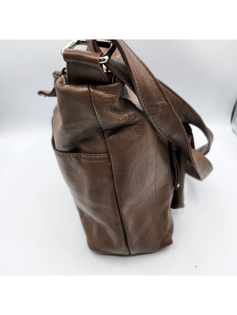 Great American Leathrr Works Chic Brown Leather Shoulder Bag - Picture 2 of 7